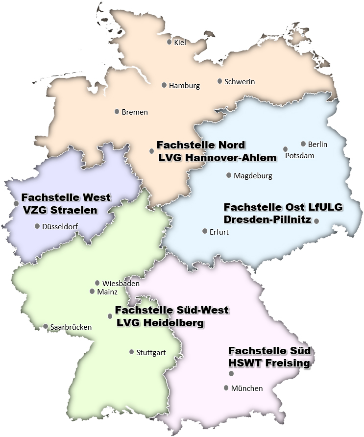 Deutschlandkarte mit farblich gekennzeichneten Regionen